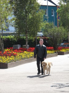 Darragh and Ike walking through Eyre square Darragh and Ike walking through Eyre square